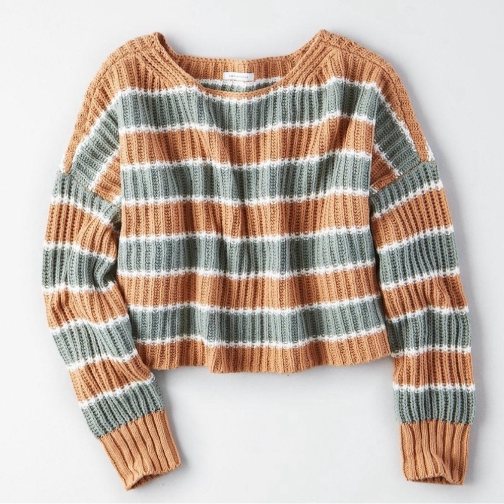 AE Striped Cropped Sweater - S